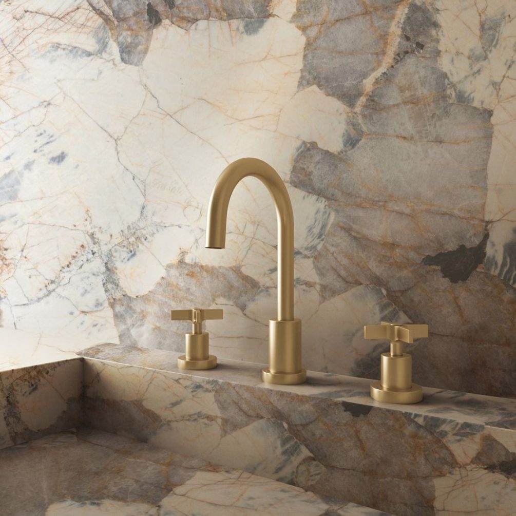 Crosswater Clover Brushed Brass 3 Hole Deck Mounted Basin Tap Lifestyle